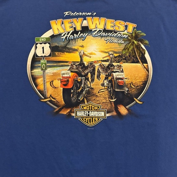Harley Davidson Mens Size M Peterson’s Key West Blue Graphics Pelican Medium - Picture 7 of 8